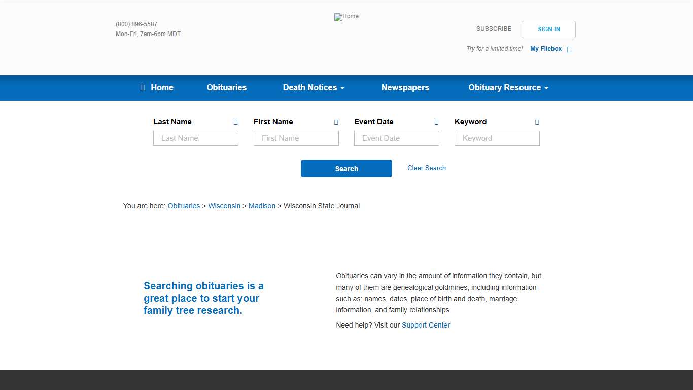Wisconsin State Journal Obituaries (1989 – 2026) - Madison, WI