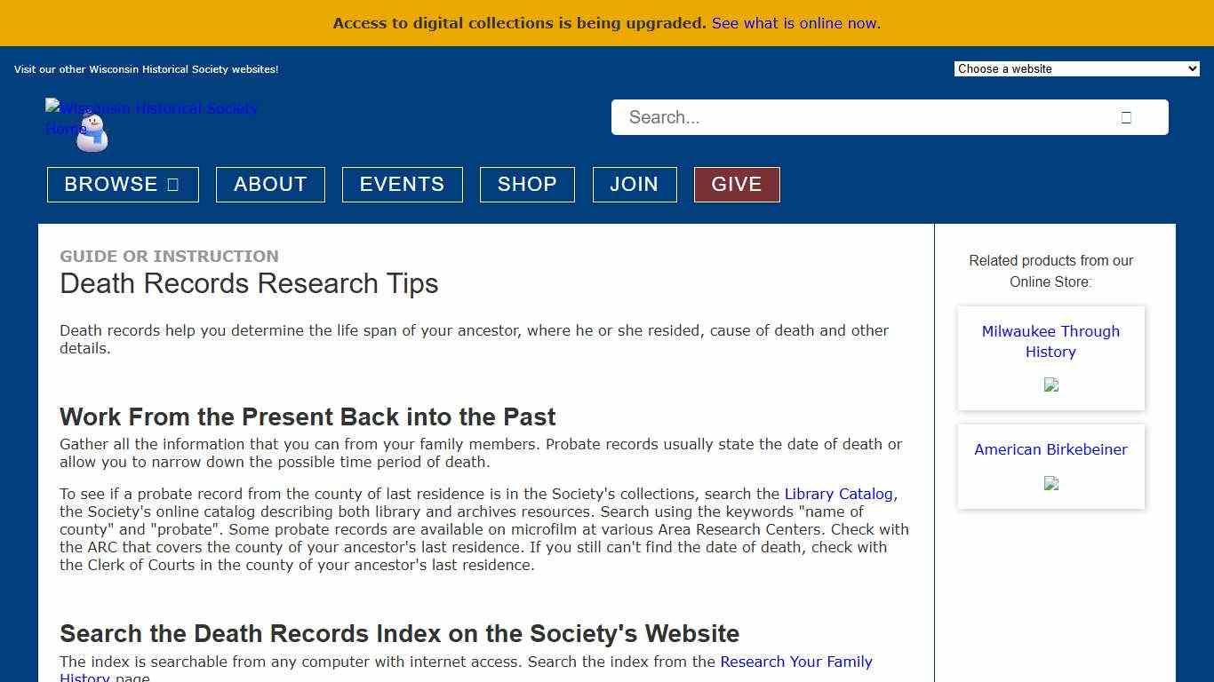 Death Records Research Tips Wisconsin Historical Society